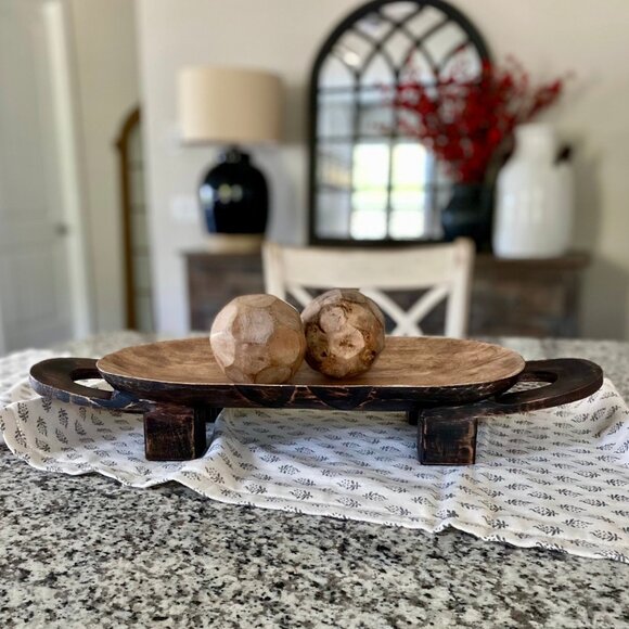 Two Tone Mango Wood Tray - Picture 3 of 5